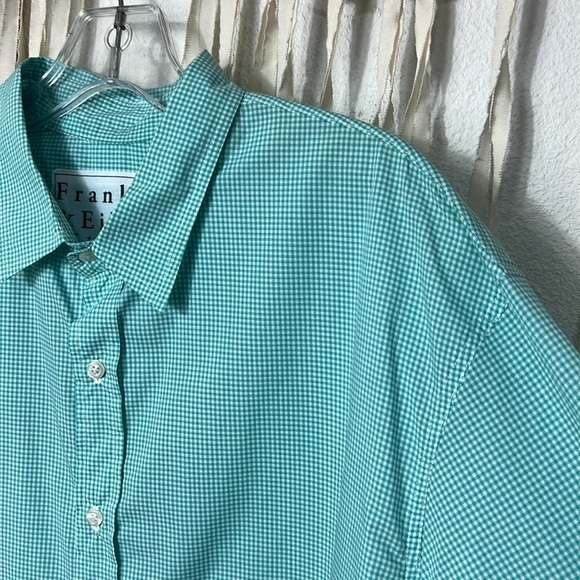 Frank & Eileen Paul Long Sleeve Button Down Size XL Green and White - Picture 2 of 9